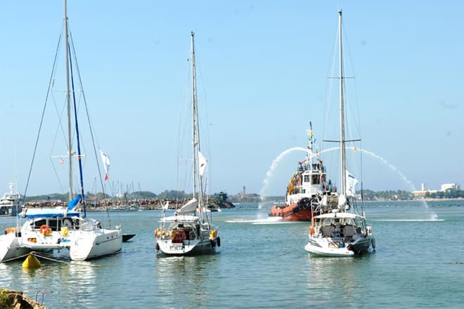 Sailing yachts moored in Galle harbour